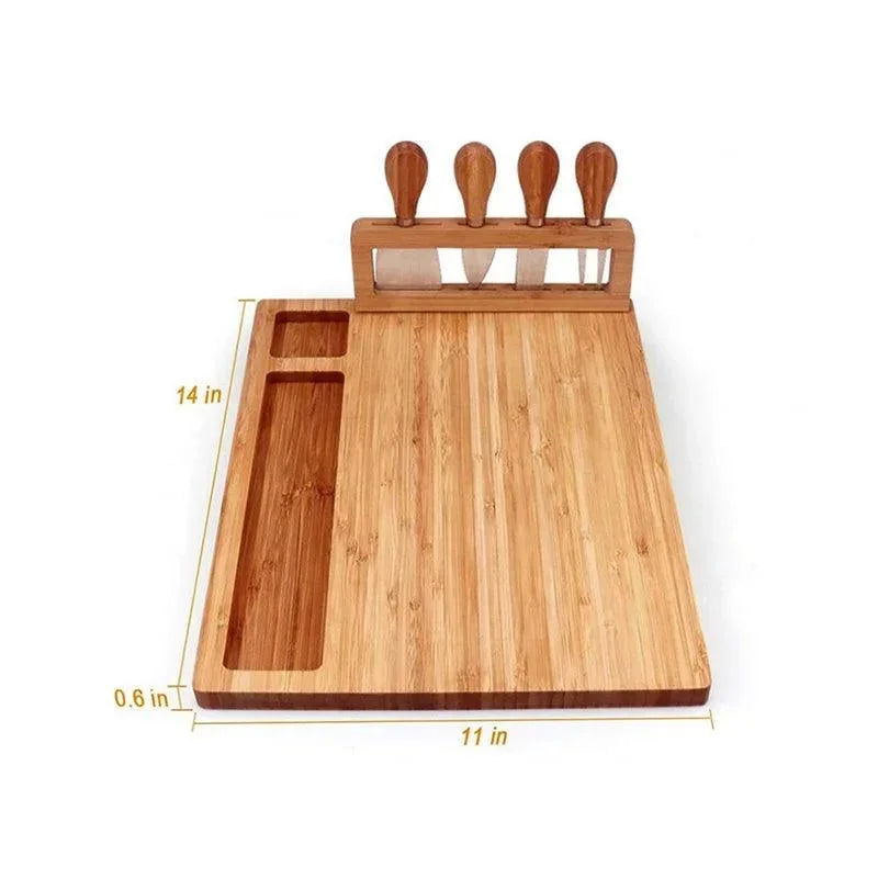 Bamboo Cheese Board with Monzzi Knife Set Included