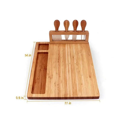 Bamboo Cheese Board with Monzzi Knife Set Included