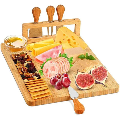 Bamboo Cheese Board with Monzzi Knife Set Included