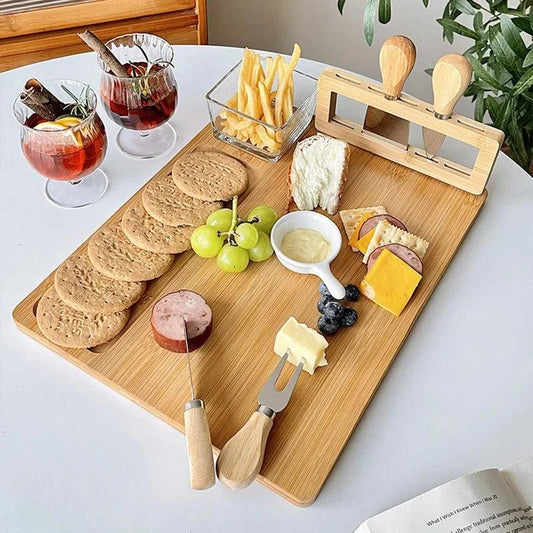 Bamboo Cheese Board with Monzzi Knife Set Included