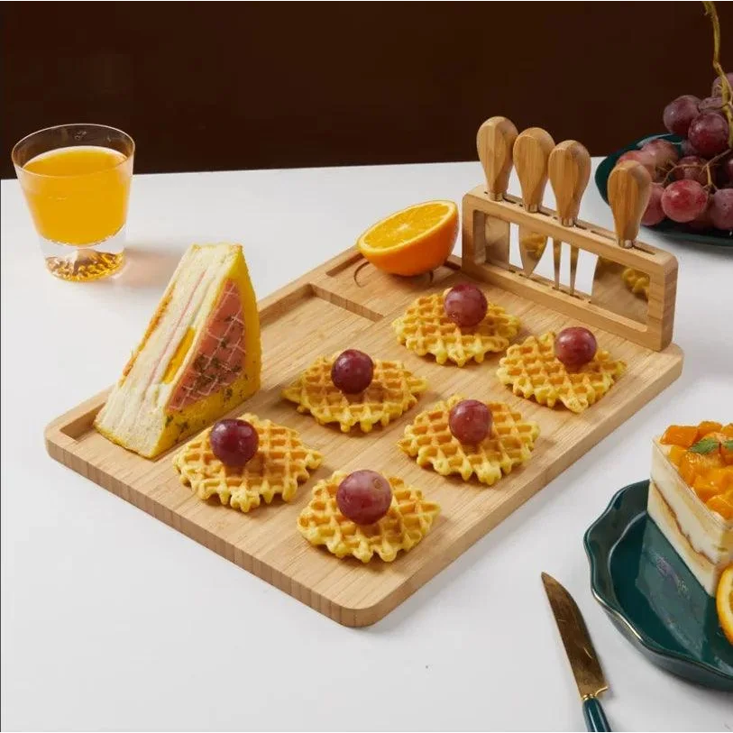Bamboo Cheese Board with Monzzi Knife Set Included