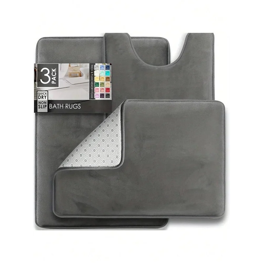 Monzzi Foam-Backed Non-Slip Velvet Bath Mat