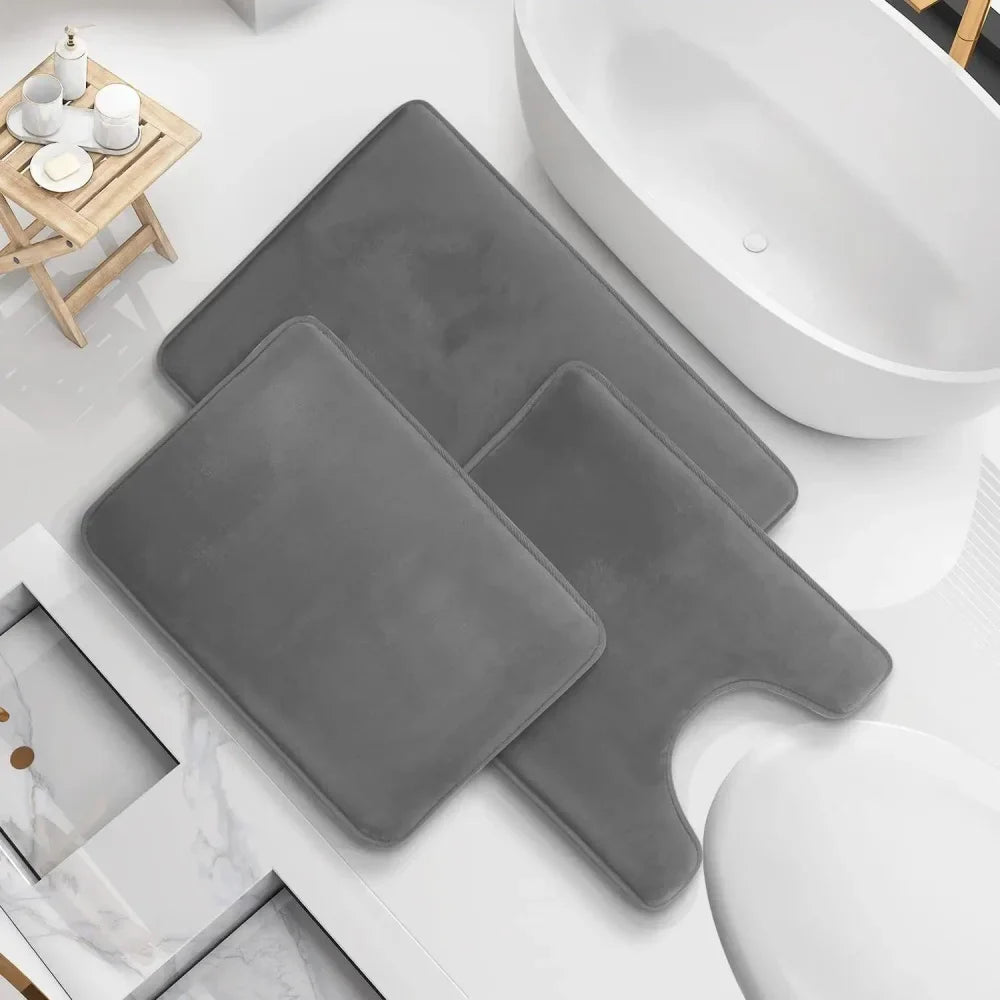 Monzzi Foam-Backed Non-Slip Velvet Bath Mat