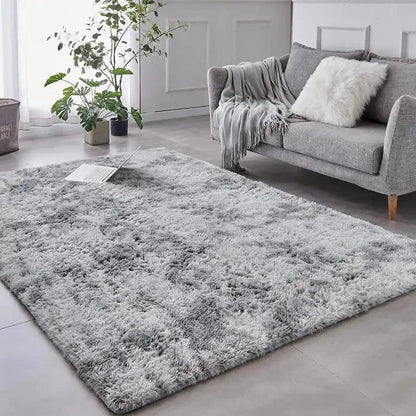 Monzzi Gray Melange Fluffy Non-Slip Rug for Living Room and Bedroom