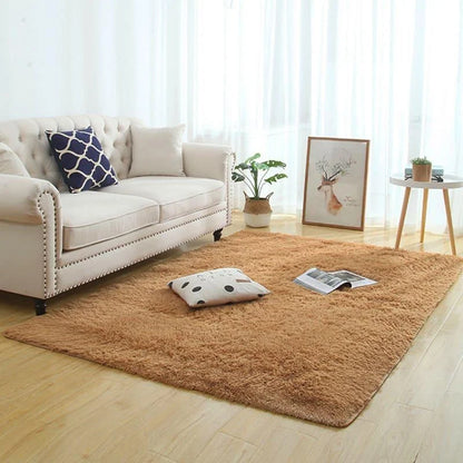 Caramel Non-Slip Plush Carpet for Living Room and Bedroom