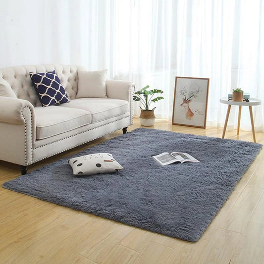 Monzzi Gray Plush Non-Slip Carpet for Living Room and Bedroom