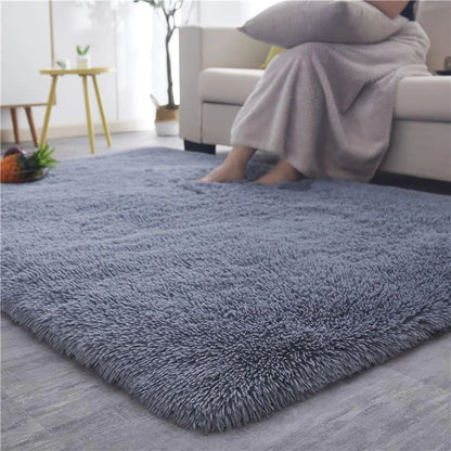 Monzzi Gray Plush Non-Slip Carpet for Living Room and Bedroom