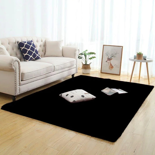 Monzzi  Non-Slip Plush Black Area Rug for Living Room and Bedroom