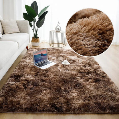 Monzzi  Brown Mixed Plush Non-Slip Rug for Living Room and Bedroom