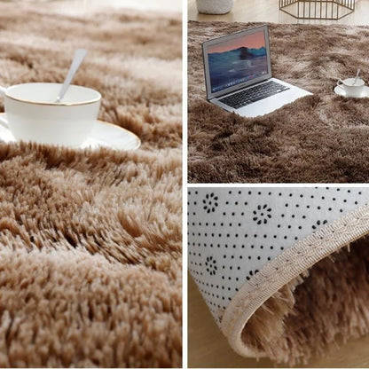 Monzzi  Brown Mixed Plush Non-Slip Rug for Living Room and Bedroom