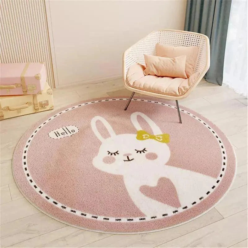 Monzzi Non-Slip Round Rug for Kids' Rooms