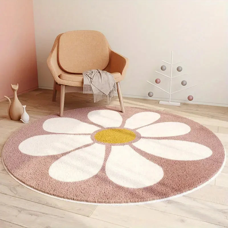 Round Floral Non-Slip Kids' Rug for Monzzi Room