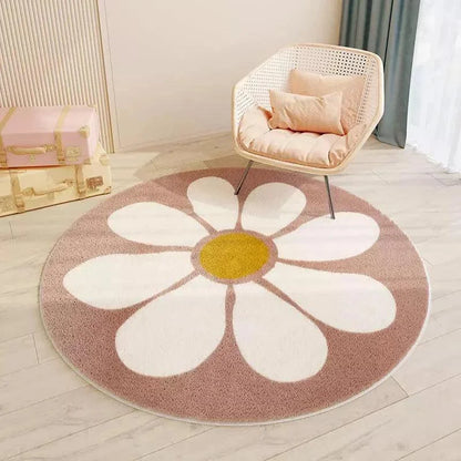 Round Floral Non-Slip Kids' Rug for Monzzi Room