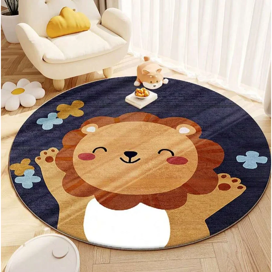 Round Non-Slip Lion Kids' Rug for Monzzi Room