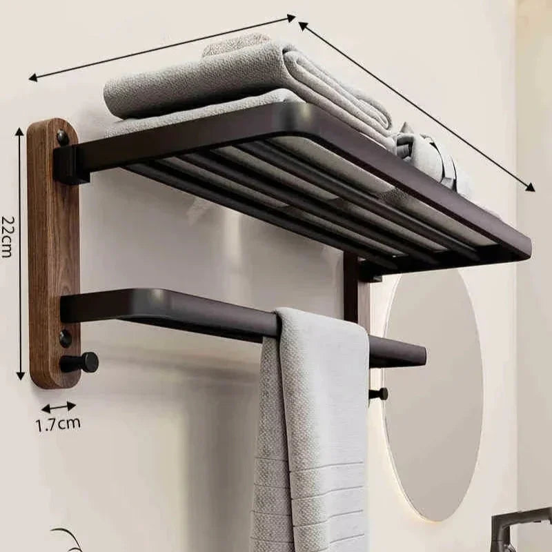 Monzzi Bathroom Walnut Wood Wall-Mounted Towel Holder