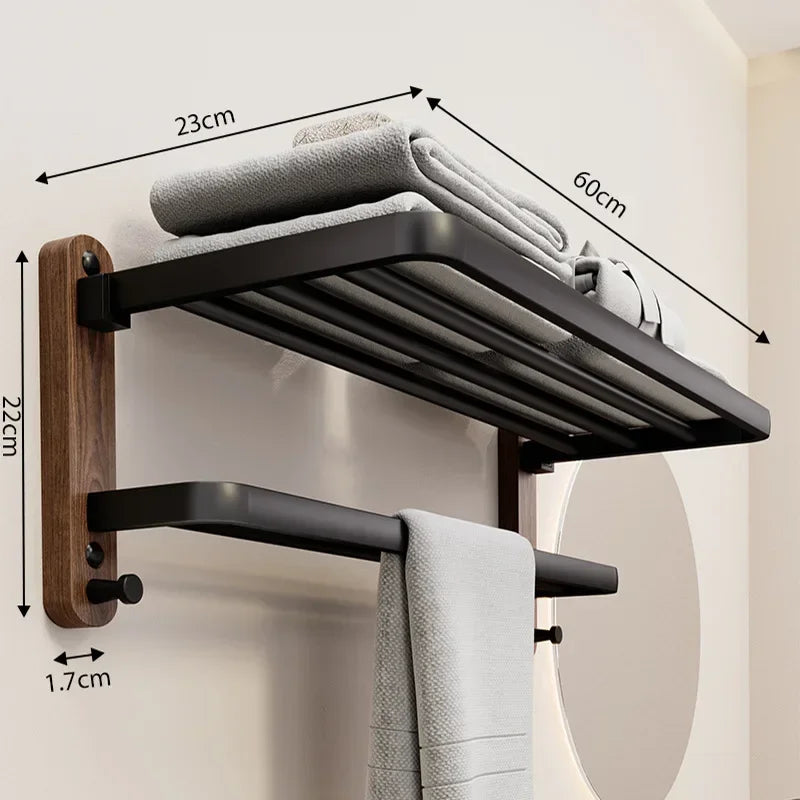 Monzzi Bathroom Walnut Wood Wall-Mounted Towel Holder