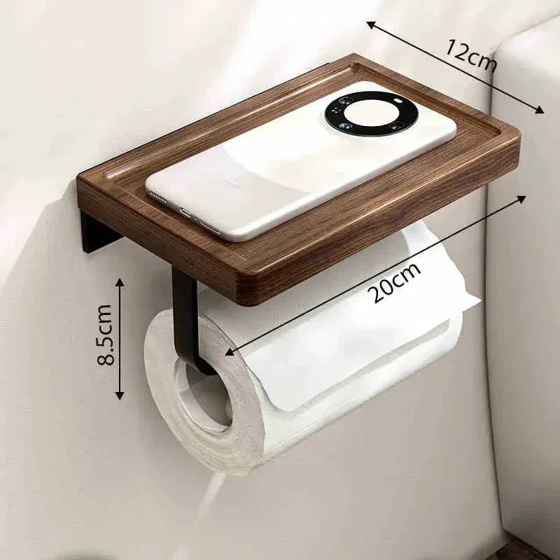 Monzzi Bathroom Walnut Wood Wall-Mounted Towel Holder