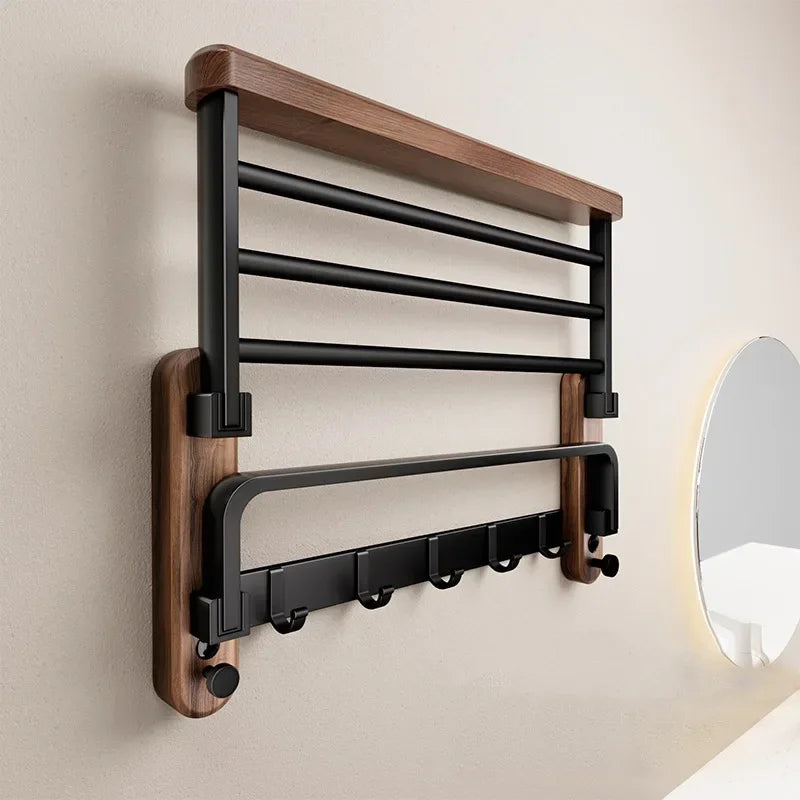 Walnut Wood Wall Towel Rack for Monzzi Bathrooms