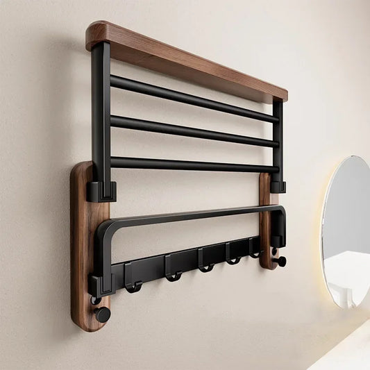 Walnut Wood Wall Towel Rack for Monzzi Bathrooms