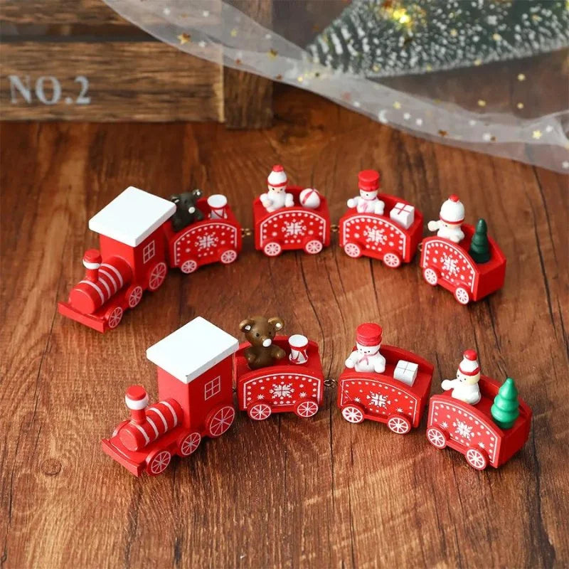 Red Wooden Christmas Train Centerpiece for Monzzi Party Table