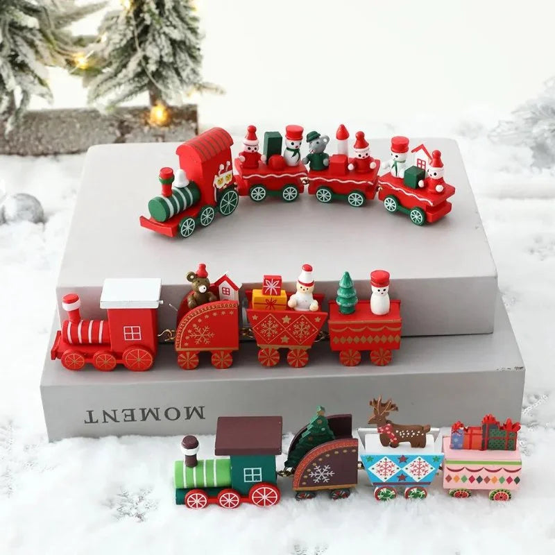 Red Wooden Christmas Train Centerpiece for Monzzi Party Table