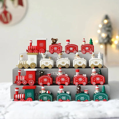 Red Wooden Christmas Train Centerpiece for Monzzi Party Table