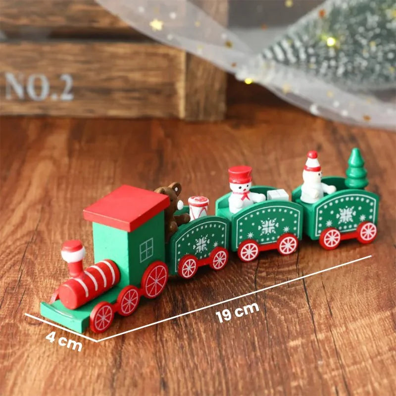 Red Wooden Christmas Train Centerpiece for Monzzi Party Table