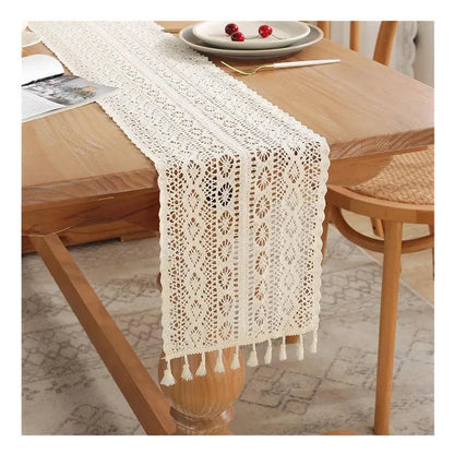Retro Cotton Crochet Table Runner for Elegant Monzzi Decor