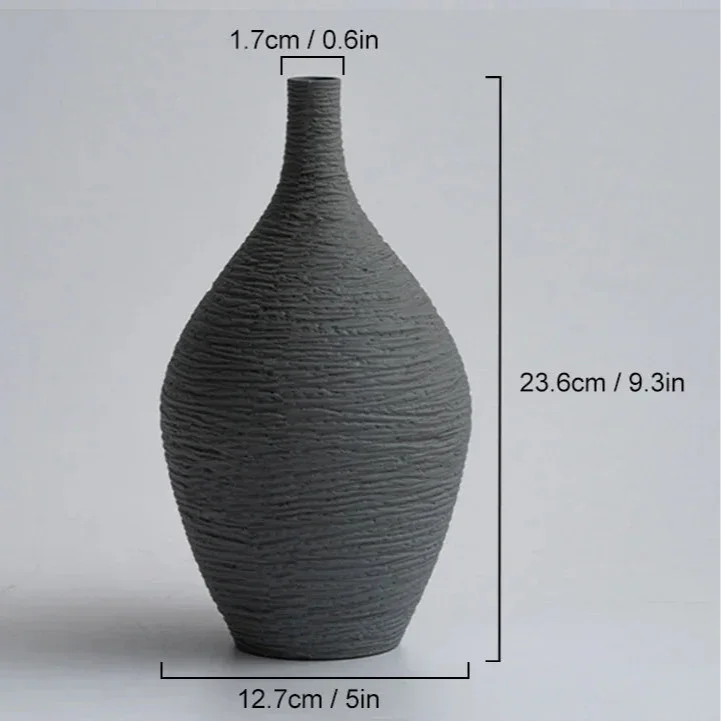 Narrow Mouth Nordic Ceramic Vase for Living Room Decor
