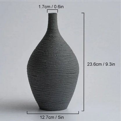 Narrow Mouth Nordic Ceramic Vase for Living Room Decor