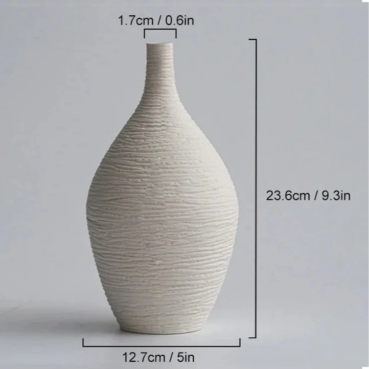 Narrow Mouth Nordic Ceramic Vase for Living Room Decor