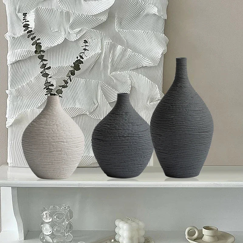 Narrow Mouth Nordic Ceramic Vase for Living Room Decor