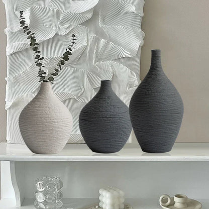 Narrow Mouth Nordic Ceramic Vase for Living Room Decor