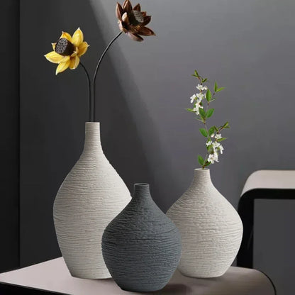 Narrow Mouth Nordic Ceramic Vase for Living Room Decor