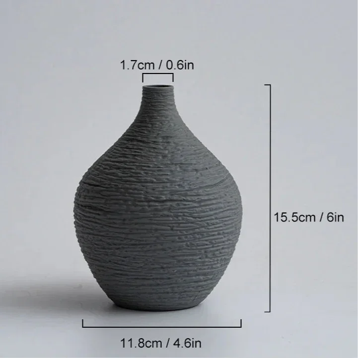 Narrow Mouth Nordic Ceramic Vase for Living Room Decor