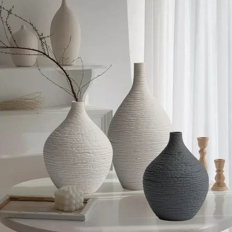 Narrow Mouth Nordic Ceramic Vase for Living Room Decor