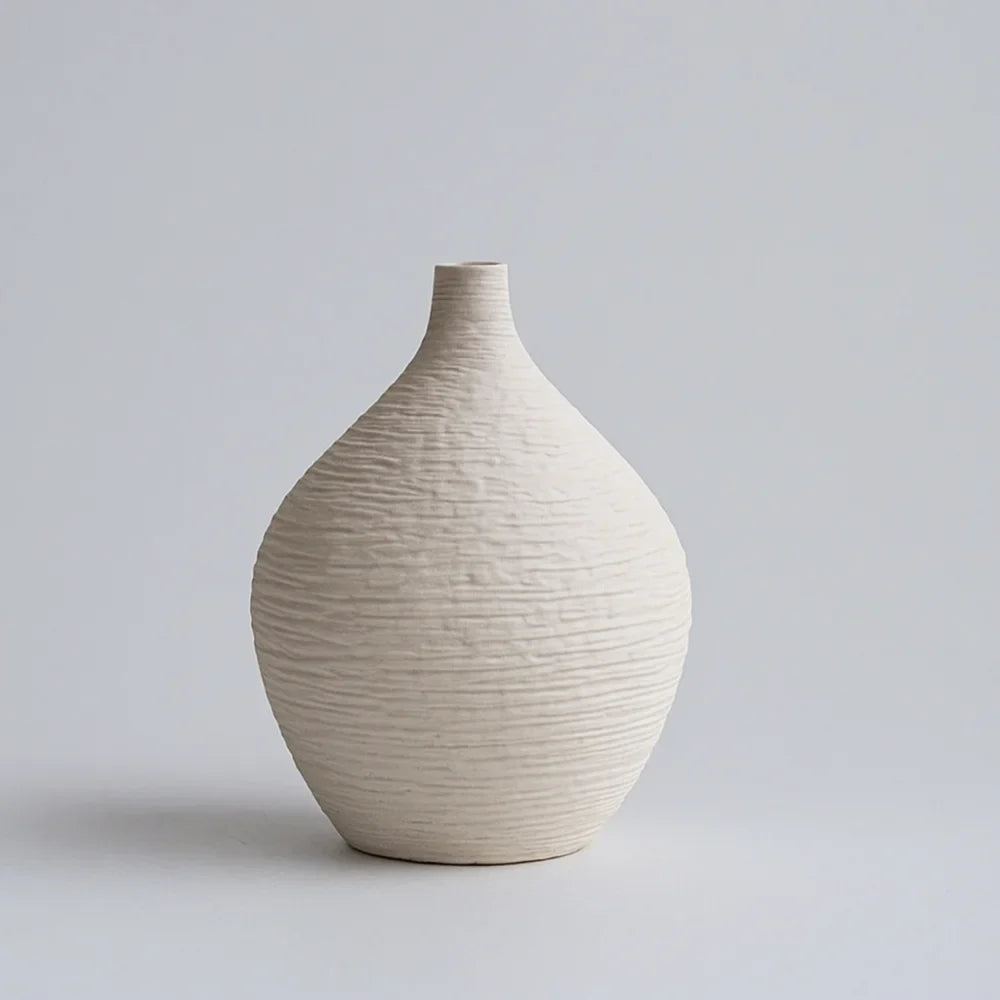 Narrow Mouth Nordic Ceramic Vase for Living Room Decor