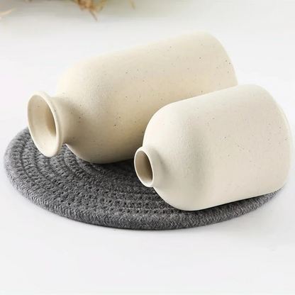 Set of 3 Rustic Ceramic Decorative Vases for Living Room and Office - Monzzi